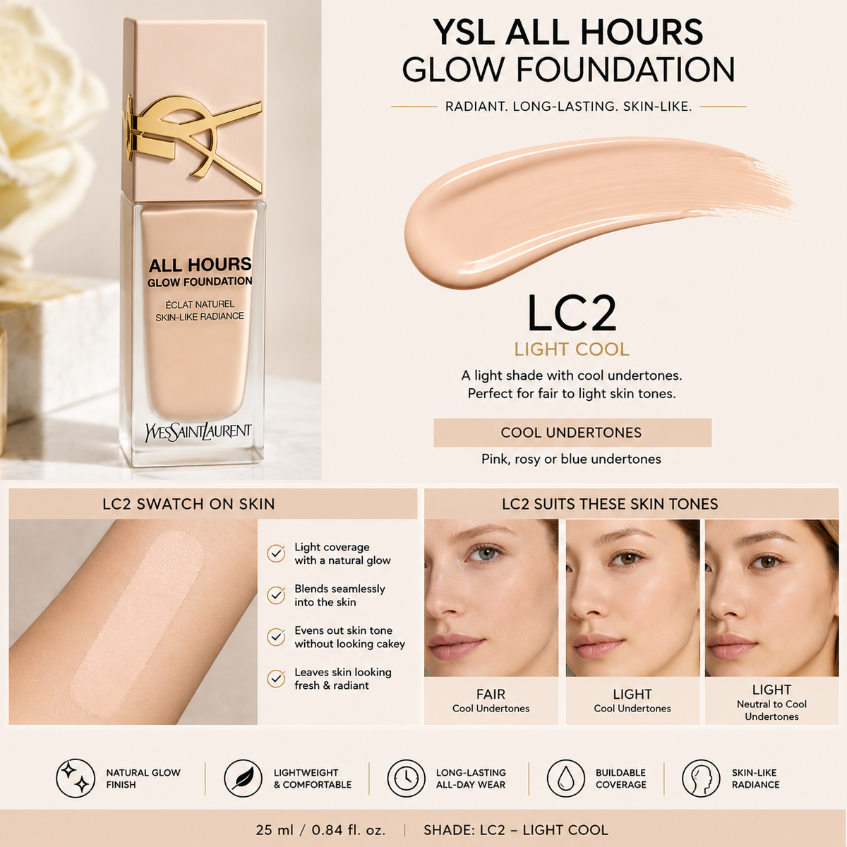 YSL All Hours Glow Foundation