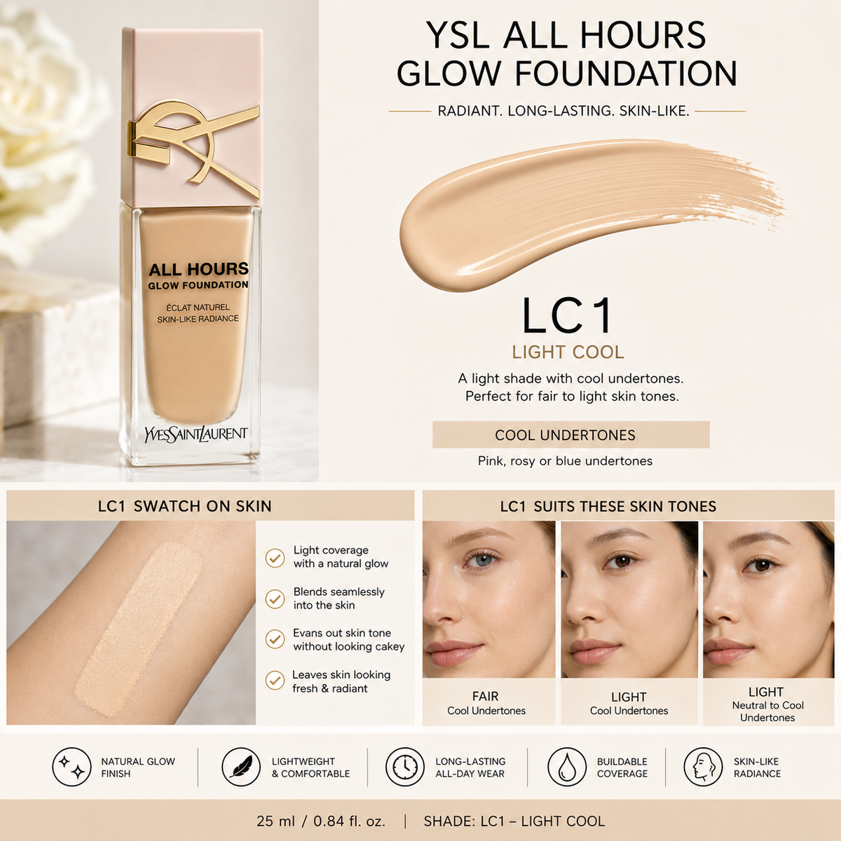 YSL All Hours Glow Foundation