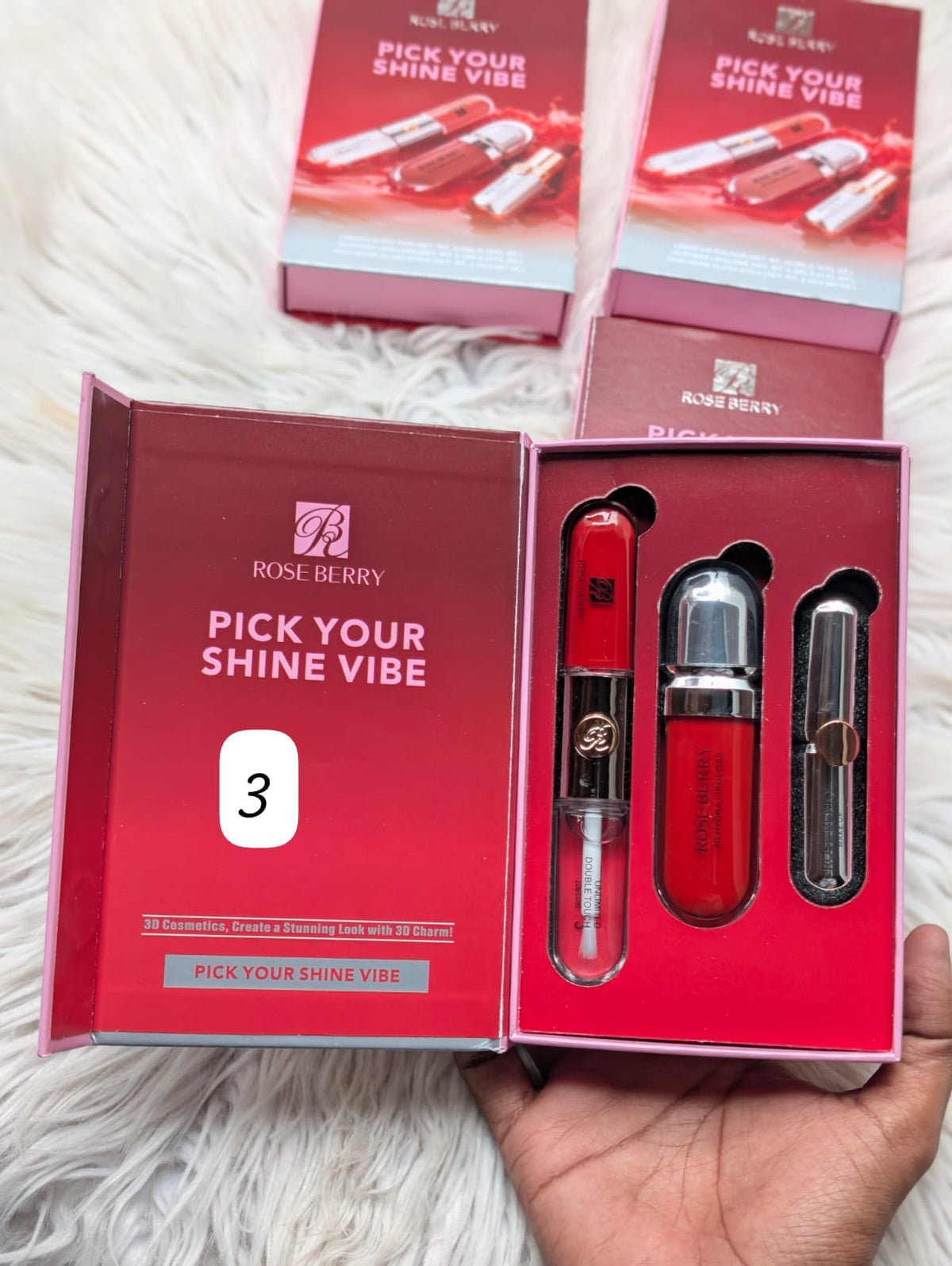Rose berry 3D makeup kit 3in1 set