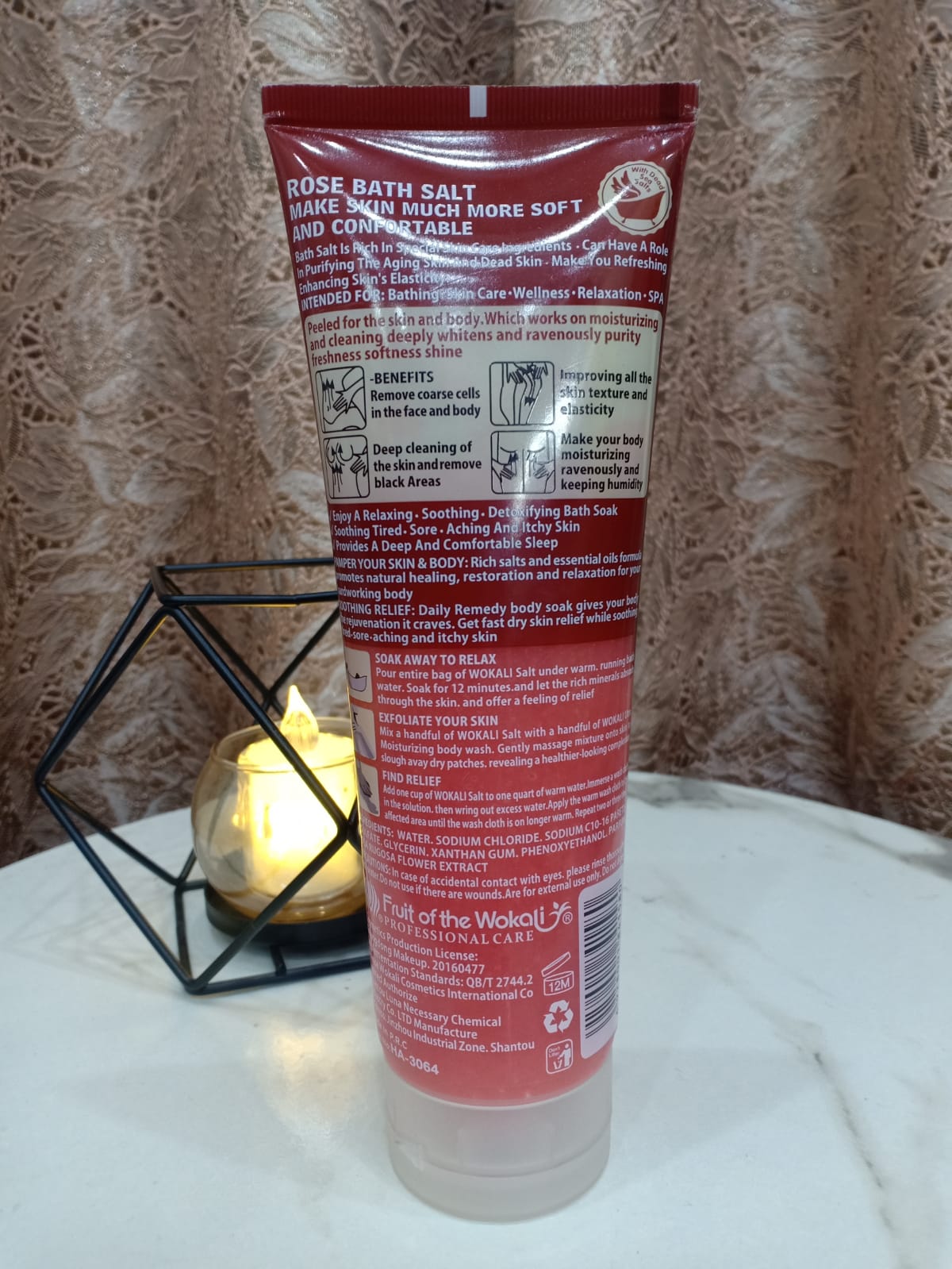 SPA BATH SALT EXFOLIATE 380G - NATURAL ROSe